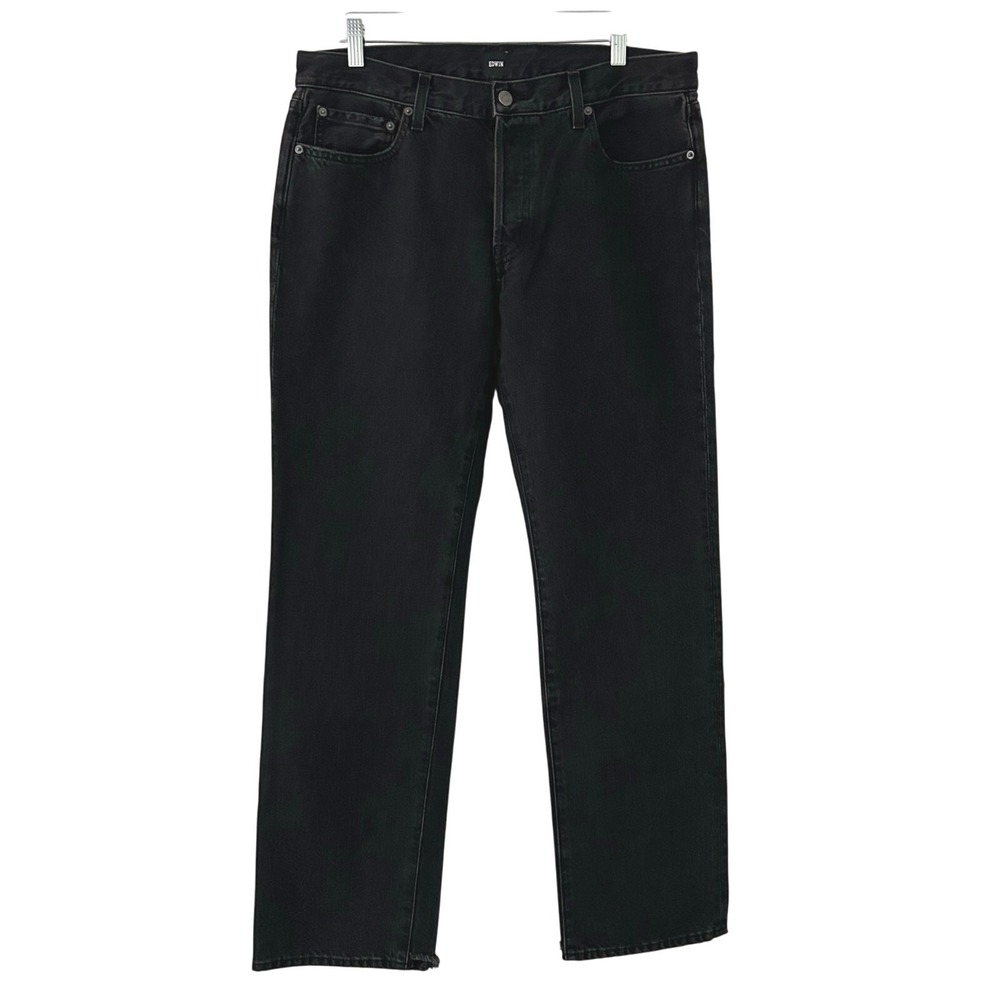 Edwin Women's Simone Mid-Rise Button Fly Straight Denim Jeans Maire Black 29 New